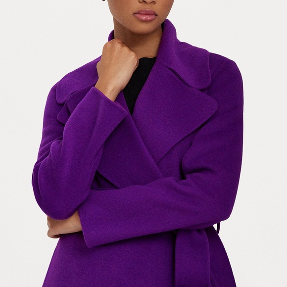 NWT LAUREN RALPH LAUREN
Belted Wool-Blend Wrap Coat in Purple - Picture 2 of 12